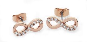 Part Tipperary Crystal Stone Set Infinity Stud Earrings Rose Gold